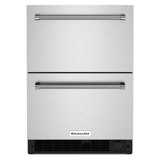 KITCHENAID KUDF204KSB 24"" Stainless Steel Undercounter Double-drawer Refrigerator/freezer