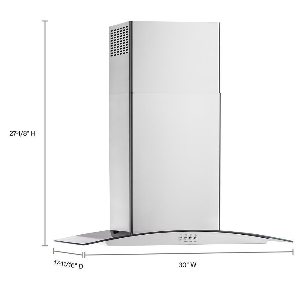 WHIRLPOOL WVW51UC0LS Whirlpool 30"" Curved Glass Wall Mount Range Hood
