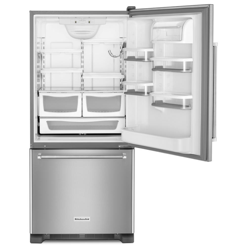 KITCHENAID KRBR109ESS Stainless Steel Kitchenaid 19 Cu. Ft. Full Depth Bottom Freezer ...