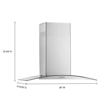 WHIRLPOOL WVW51UC6LS Whirlpool 36"" Curved Glass Wall Mount Range Hood