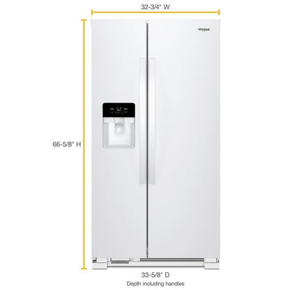 WHIRLPOOL WRS331SDHW Whirlpool 33-inch Wide Side-by-side Refrigerator - 21 Cu. Ft. - ...