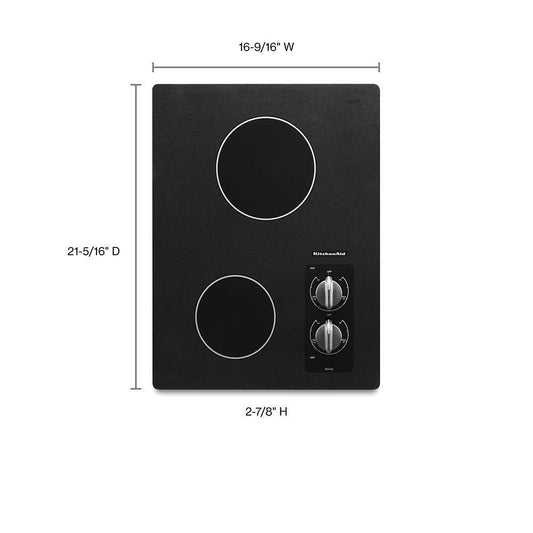 KITCHENAID KECC056RBL 2 Elements Traditional Black Ceramic Glass Surface Electric 15 In. ...