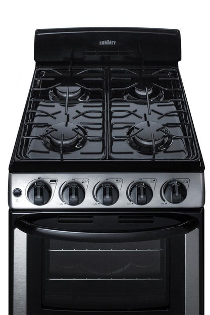 SUMMIT PRO201SS 20"" Wide Gas Range In Stainless Steel With Electronic Ignition, OVE...