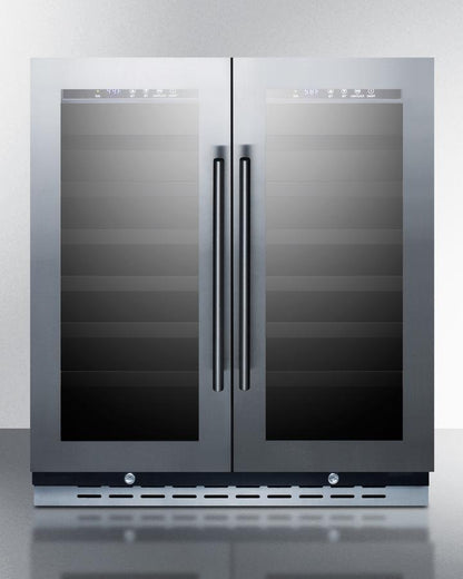 SUMMIT SWC3066B 30"" Wide Built-in Undercounter Dual Zone Wine Cellar With Seamless ...