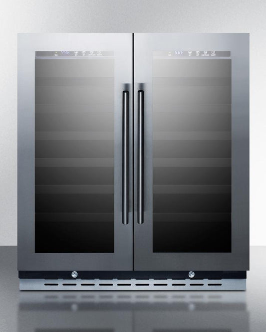 SUMMIT SWC3066B 30"" Wide Built-in Undercounter Dual Zone Wine Cellar With Seamless ...