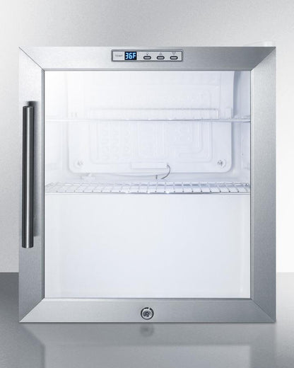 SUMMIT SCR215LCSS Commercially Approved Glass Door Refrigerator With Digital THERMOST...