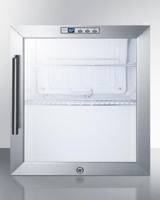 SUMMIT SCR215LCSS Commercially Approved Glass Door Refrigerator With Digital THERMOST...