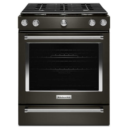 KITCHENAID KSGG700EBS Kitchenaid 30-inch 5-burner Gas Slide-in Convection Range - BLAC...