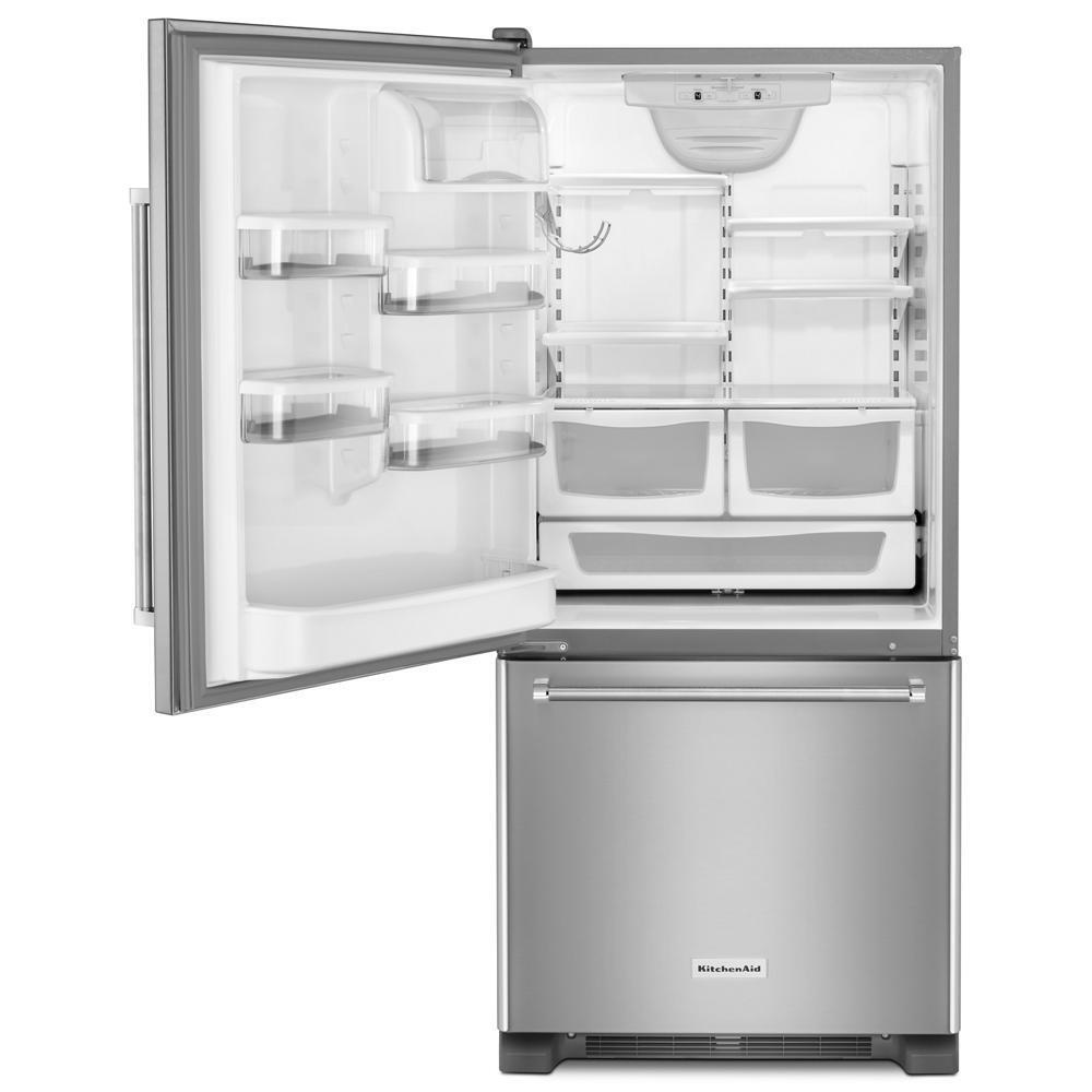 KITCHENAID KRBL109ESS Stainless Steel Kitchenaid 19 Cu. Ft. Full Depth Bottom Freezer ...