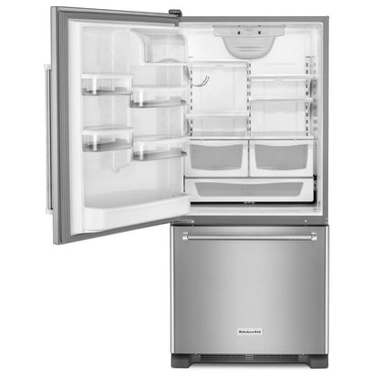 KITCHENAID KRBL109ESS Stainless Steel Kitchenaid 19 Cu. Ft. Full Depth Bottom Freezer ...