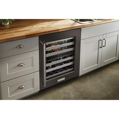 KITCHENAID KUWR314KBS 24"" Undercounter Wine Cellar With Glass Door and Metal-front Racks ...