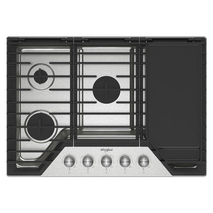 WHIRLPOOL WCGK7530PS Whirlpool 30-inch Gas Cooktop With 2-in-1 Hinged Grate To Griddle
