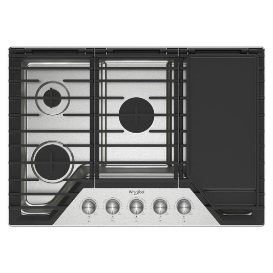 WHIRLPOOL WCGK7530PS Whirlpool 30-inch Gas Cooktop With 2-in-1 Hinged Grate To Griddle