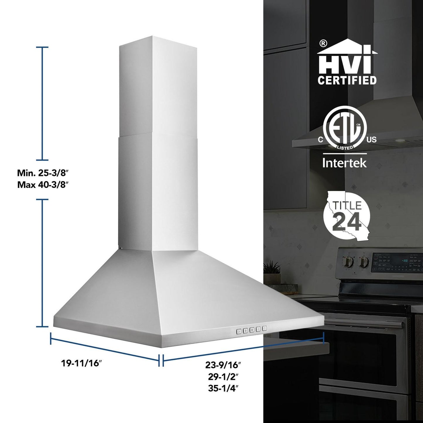 BROAN BWP1304SS Broan 30-inch Convertible Wall-mount Pyramidal Chimney Range HOO...