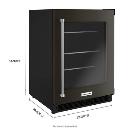KITCHENAID KURR314KBS 24"" Undercounter Refrigerator With Glass Door and Shelves With META...