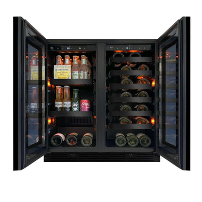XO APPLIANCE XOU30BWDDGBS XO Appliance 30"" Beverage/wine Double Door Black Ss & Glass