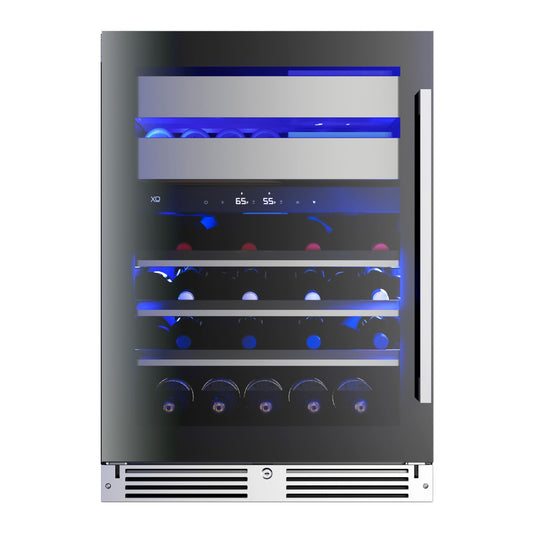 XO APPLIANCE XOU24WWGBL XO Appliance Wine and Weed 24"" Black Glass Lh