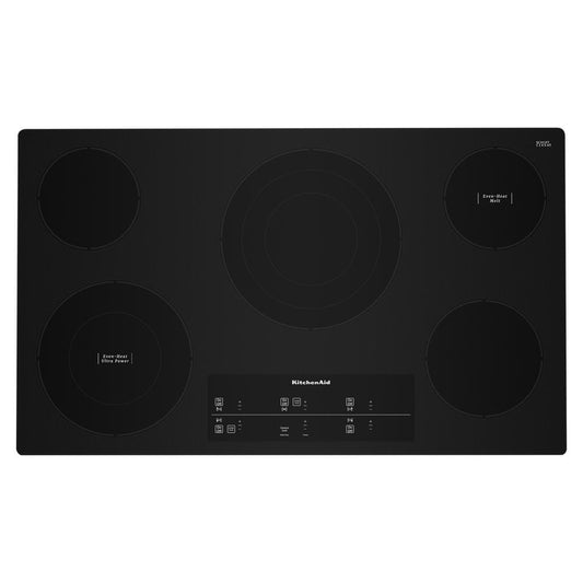 KITCHENAID KCES956KBL 36"" Electric Cooktop With 5 Elements and Touch-activated Controls