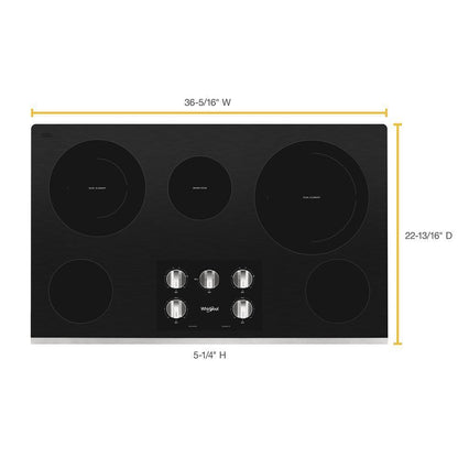WHIRLPOOL WCE77US6HS 36-inch Electric Ceramic Glass Cooktop With Two Dual Radiant Elements