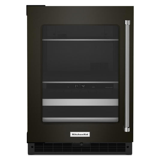 KITCHENAID KUBL314KBS 24"" Beverage Center With Glass Door and Metal-front Racks - Black S...