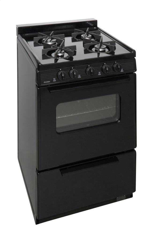 PREMIER BJK5X0BP 24 In. Freestanding Battery-generated Spark Ignition Gas Range In B...
