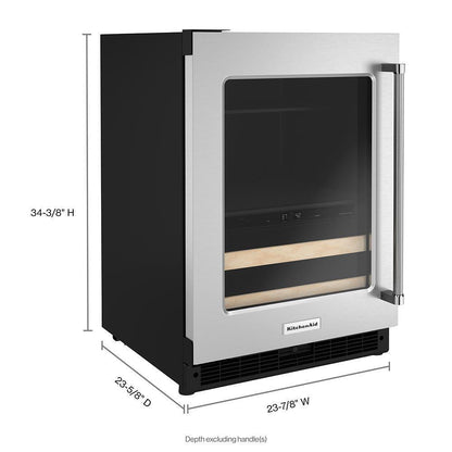 KITCHENAID KUBL214KSB 24"" Beverage Center With Glass Door and Wood-front Racks - Black CA...