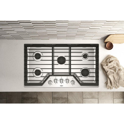 WHIRLPOOL WCG55US6HS Whirlpool 36-inch Gas Cooktop With Ez-2-lift Hinged CAST-IRO...