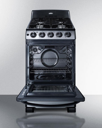 SUMMIT PRO201SS 20"" Wide Gas Range In Stainless Steel With Electronic Ignition, OVE...