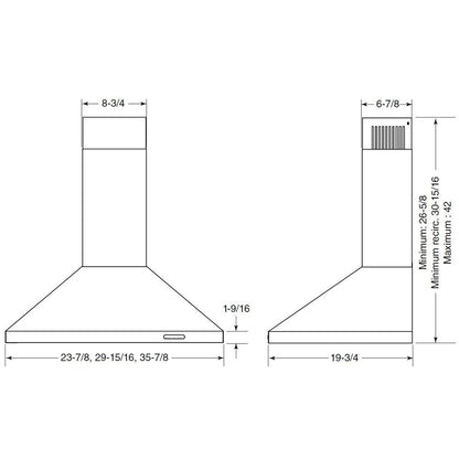 BROAN EW4836SS 36-in. Convertible Wall Mount Chimney Range Hood With LED Light In ...