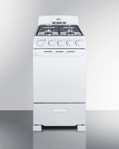 SUMMIT RG200WS 20"" Wide Gas Range In White With Sealed Burners; Replaces Rg200w