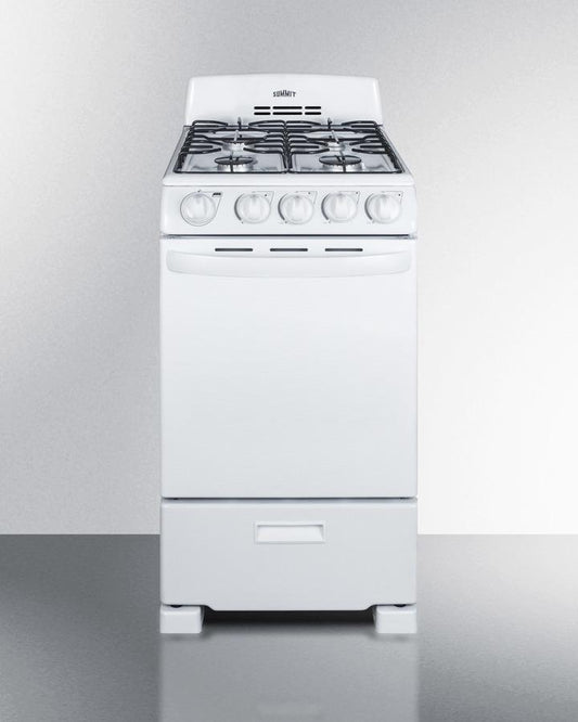 SUMMIT RG200WS 20"" Wide Gas Range In White With Sealed Burners; Replaces Rg200w