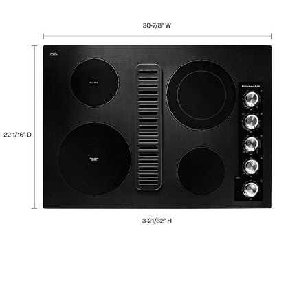 KITCHENAID KCED600GBL KitchenAid 30"" Electric Downdraft Cooktop With 4 Elements - Black
