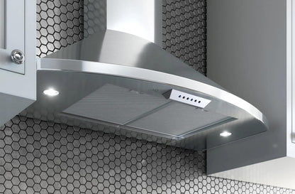 XO APPLIANCE XOS36SC 30"" 600/395 Cfm Italian Made Wall Mount Chimney Range Hood Stainless