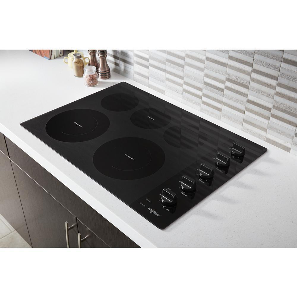 WHIRLPOOL WCE77US0HB 30-inch Electric Ceramic Glass Cooktop With Two Dual Radiant Elements