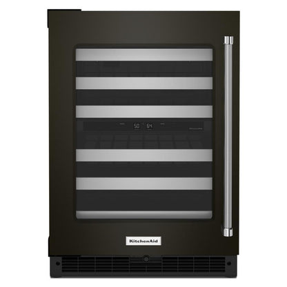 KITCHENAID KUWL314KBS 24"" Undercounter Wine Cellar With Glass Door and Metal-front Racks ...