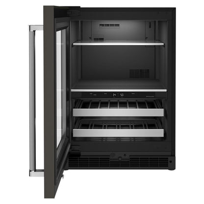 KITCHENAID KUBL314KBS 24"" Beverage Center With Glass Door and Metal-front Racks - Black S...