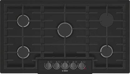 BOSCH NGM8646UC 800 Series 36"" 5 Burner Gas Cooktop, Ngm8646uc, Black With Black ST...