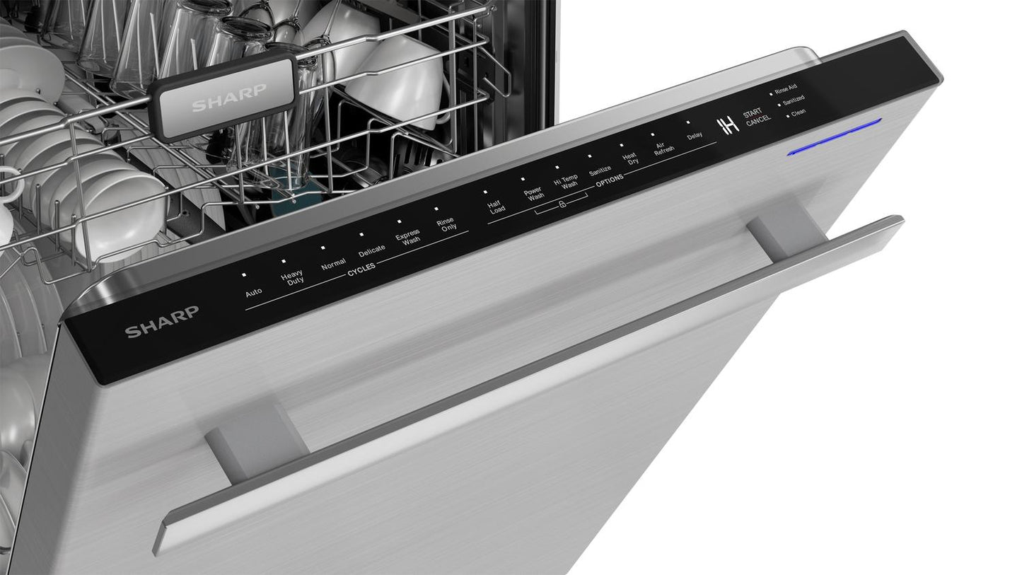 SHARP SDW6757ES Sharp 24"" Slide-in Stainless Steel Dishwasher