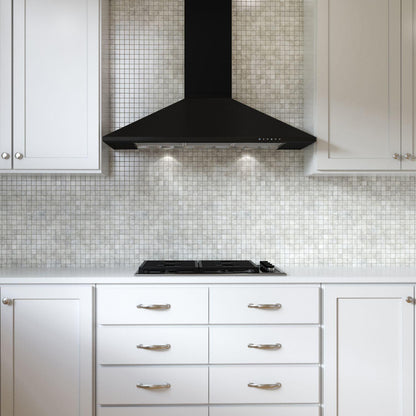 XO APPLIANCE XOB36BC 36"" 600/395 Cfm Italian Made Wall Mount Chimney Range Hood Black