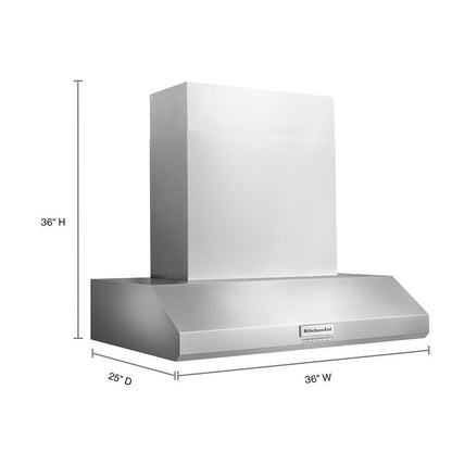 KITCHENAID KVWC956KSS 36"" 585 or 1170 Cfm Motor Class Commercial-style Wall-mount Canopy ...