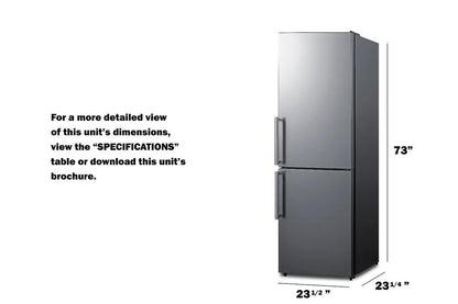 SUMMIT FFBF235PL Summit 24"" Wide Bottom Freezer Refrigerator