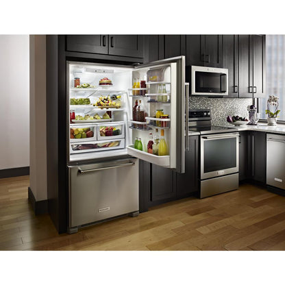 KITCHENAID KRBR102ESS Stainless Steel Kitchenaid 22 Cu. Ft. Full Depth Bottom Freezer ...