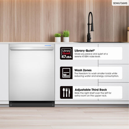SHARP SDW6736MS Sharp 24 In. Stainless Steel 47db Dishwasher