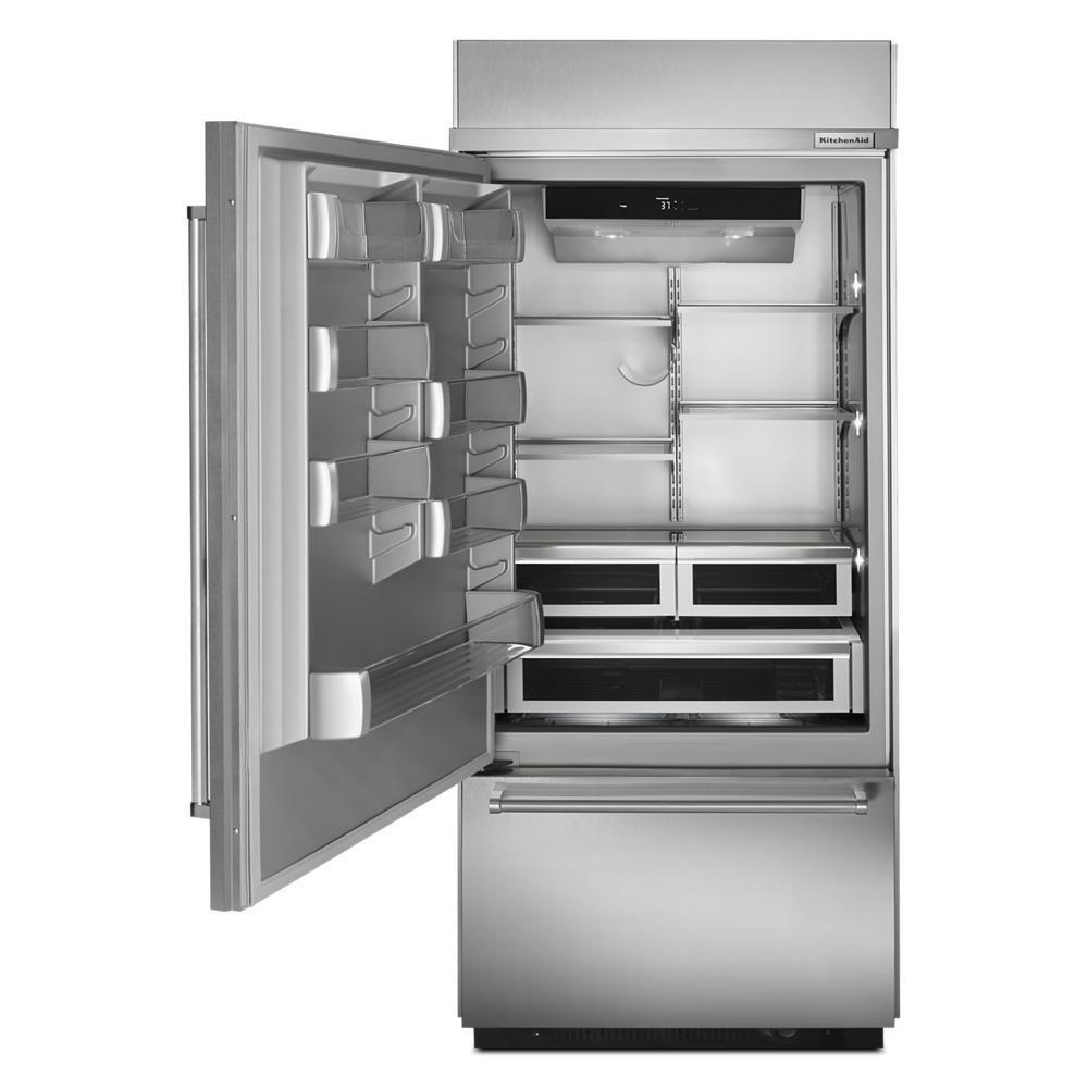 KITCHENAID KBBL306ESS 20.9 Cu. Ft. 36"" Width Built-in Stainless Bottom Mount REFRIGERATOR...