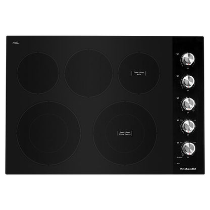 KITCHENAID KCES550HBL 30"" Electric Cooktop With 5 Elements and Knob Controls - Black