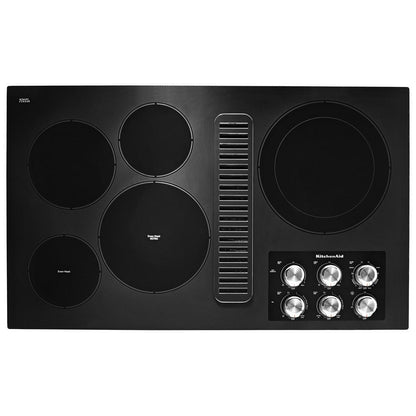 KITCHENAID KCED606GBL KitchenAid 36"" Electric Downdraft Cooktop With 5 Elements - Black