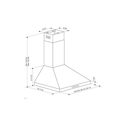 BROAN BWP1364SS Broan 36-inch Convertible Wall-mount Pyramidal Chimney Range HOO...