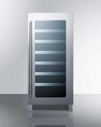 SUMMIT CL15WC 15"" Wide Built-in Wine Cellar With Seamless Stainless Steel TRIMMED...