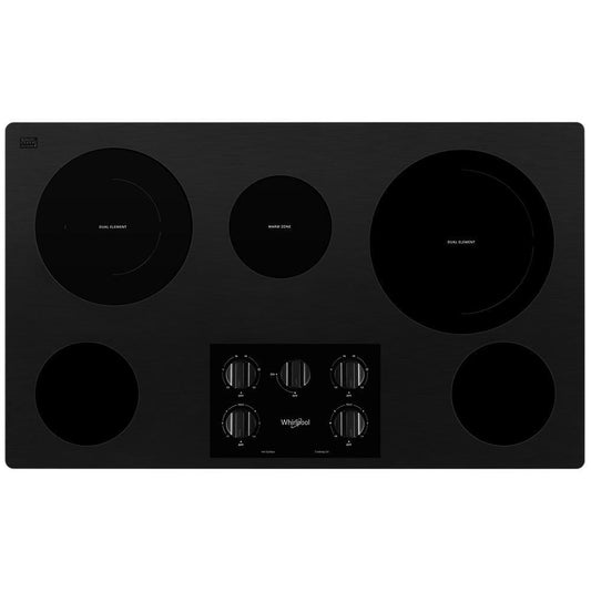 WHIRLPOOL WCE77US6HB 36-inch Electric Ceramic Glass Cooktop With Two Dual Radiant Elements