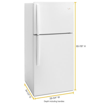 WHIRLPOOL WRT519SZDW White Whirlpool 30"" Wide Top-freezer Refrigerator With LED INTER...